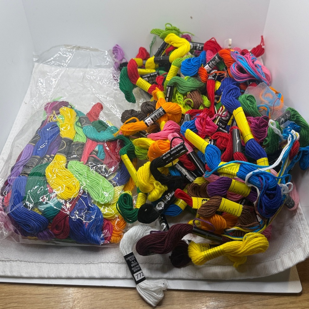 Large Bulk Lot of Multi-Colored Embroidery Floss Skeins
